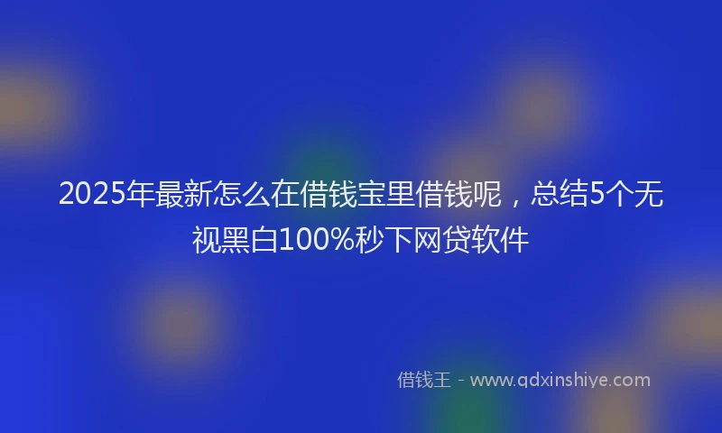 2025年最新怎么在借钱宝里借钱呢，总结5个无视黑白100%秒下网贷软件