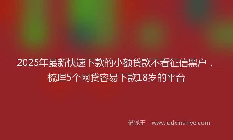 2025年最新快速下款的小额贷款不看征信黑户，梳理5个网贷容易下款18岁的平台