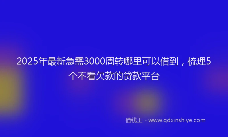 2025年最新急需3000周转哪里可以借到，梳理5个不看欠款的贷款平台