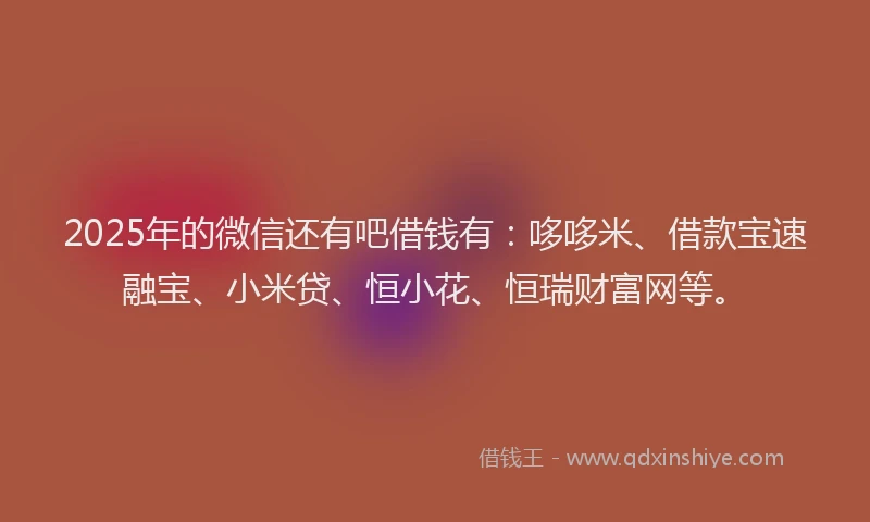2025年的微信还有吧借钱有：哆哆米、借款宝速融宝、小米贷、恒小花、恒瑞财富网等。