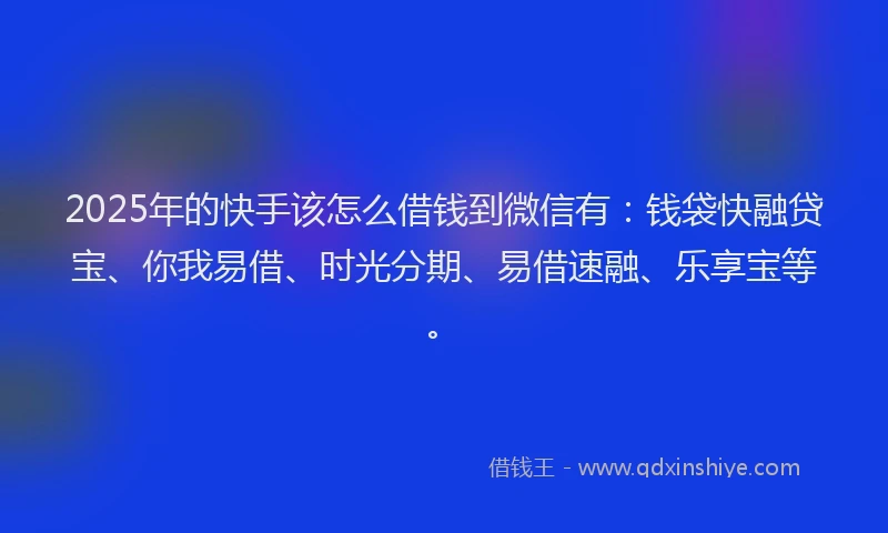 2025年的快手该怎么借钱到微信有：钱袋快融贷宝、你我易借、时光分期、易借速融、乐享宝等。