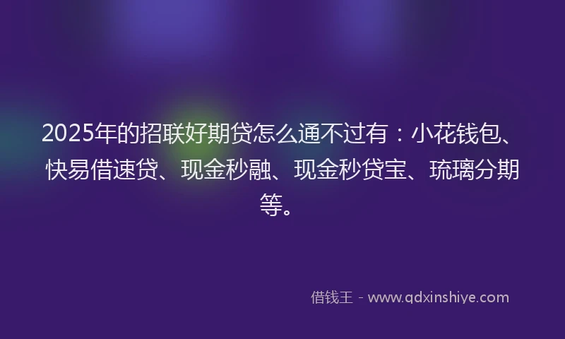 2025年的招联好期贷怎么通不过有：小花钱包、快易借速贷、现金秒融、现金秒贷宝、琉璃分期等。