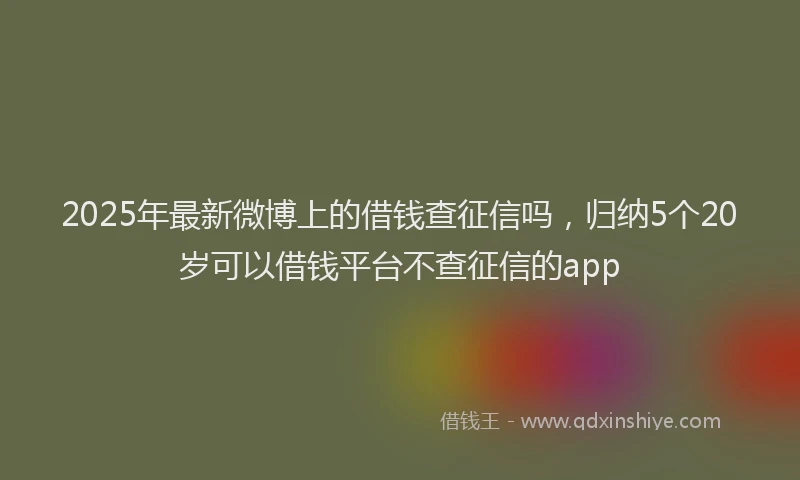2025年最新微博上的借钱查征信吗，归纳5个20岁可以借钱平台不查征信的app