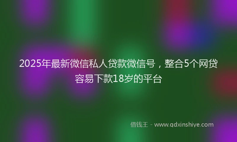 2025年最新微信私人贷款微信号，整合5个网贷容易下款18岁的平台