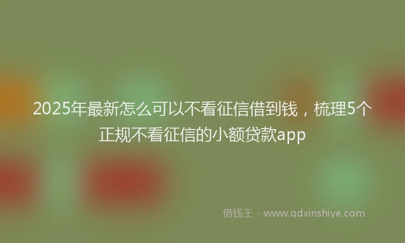 2025年最新怎么可以不看征信借到钱，梳理5个正规不看征信的小额贷款app