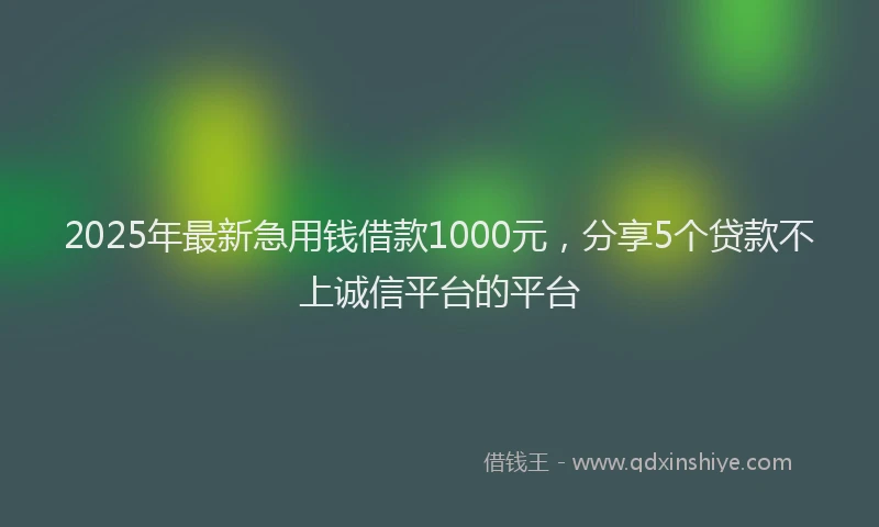 2025年最新急用钱借款1000元，分享5个贷款不上诚信平台的平台