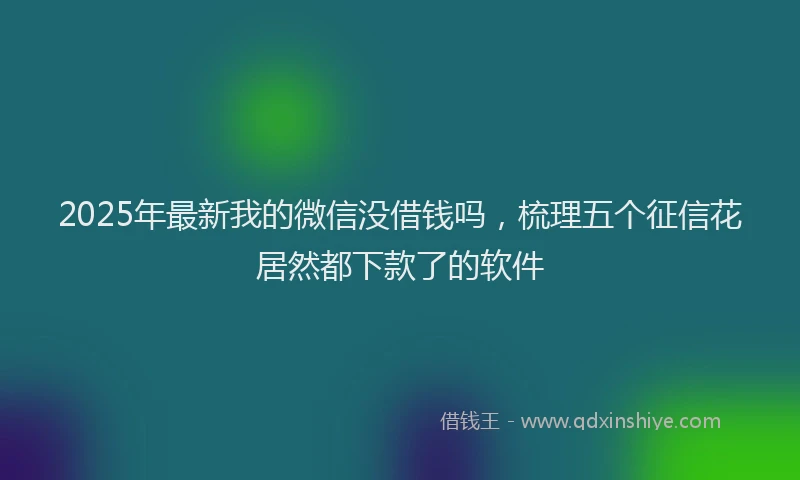 2025年最新我的微信没借钱吗，梳理五个征信花居然都下款了的软件