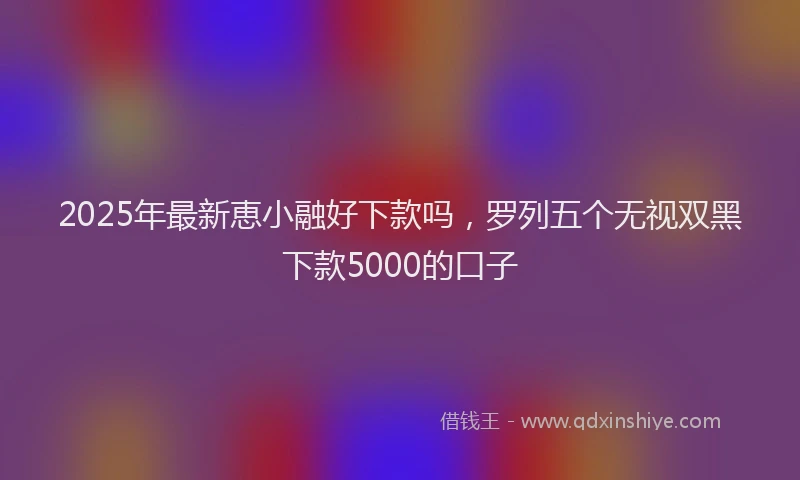 2025年最新恵小融好下款吗，罗列五个无视双黑下款5000的口子