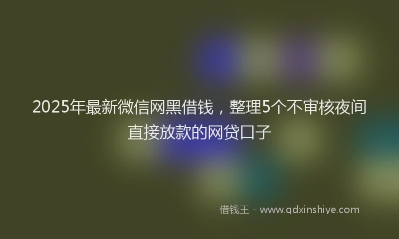 2025年最新微信网黑借钱，整理5个不审核夜间直接放款的网贷口子