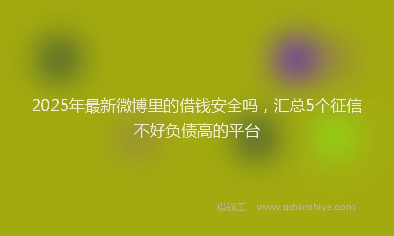 2025年最新微博里的借钱安全吗，汇总5个征信不好负债高的平台