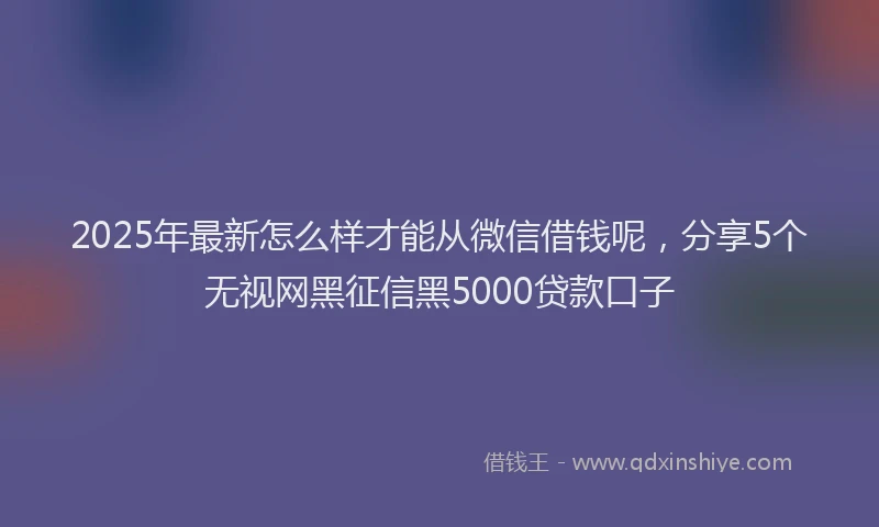 2025年最新怎么样才能从微信借钱呢，分享5个无视网黑征信黑5000贷款口子