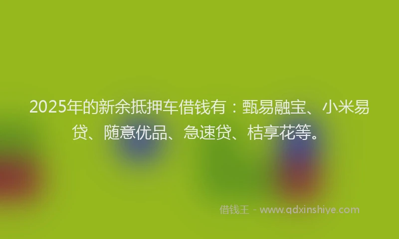2025年的新余抵押车借钱有：甄易融宝、小米易贷、随意优品、急速贷、桔享花等。