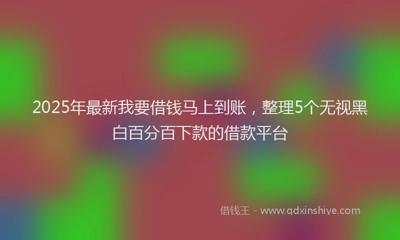 2025年最新我要借钱马上到账，整理5个无视黑白百分百下款的借款平台