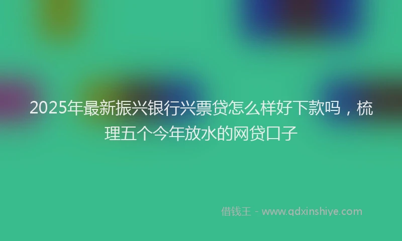 2025年最新振兴银行兴票贷怎么样好下款吗，梳理五个今年放水的网贷口子