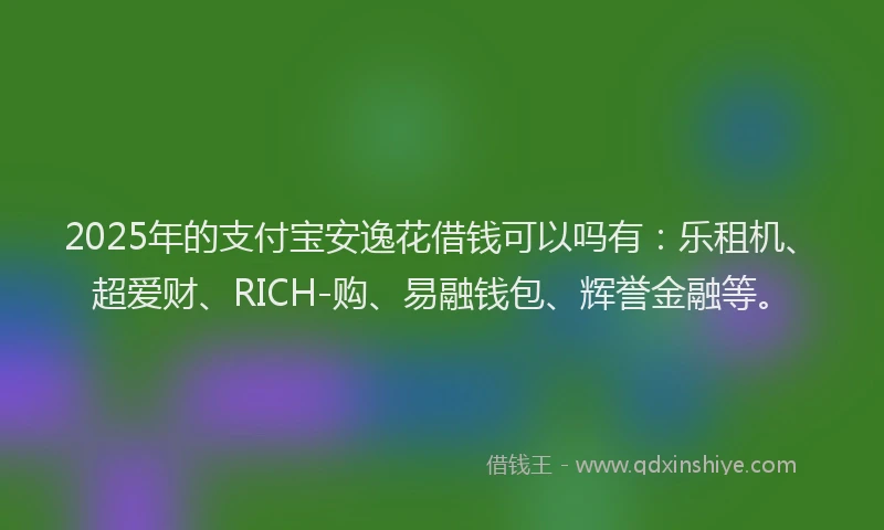 2025年的支付宝安逸花借钱可以吗有：乐租机、超爱财、RICH-购、易融钱包、辉誉金融等。