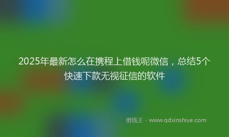 2025年最新怎么在携程上借钱呢微信，总结5个快速下款无视征信的软件