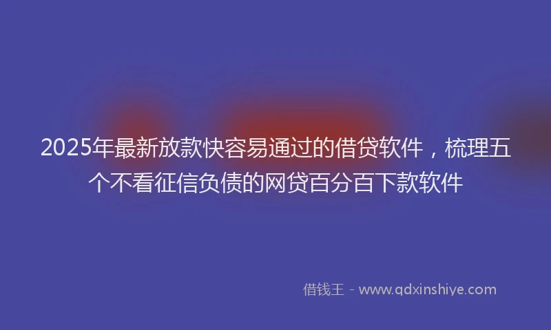 2025年最新放款快容易通过的借贷软件，梳理五个不看征信负债的网贷百分百下款软件