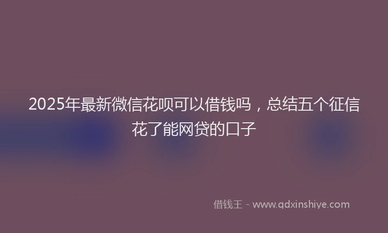2025年最新微信花呗可以借钱吗，总结五个征信花了能网贷的口子