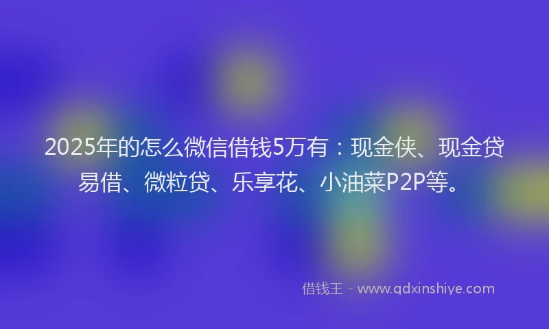 2025年的怎么微信借钱5万有：现金侠、现金贷易借、微粒贷、乐享花、小油菜P2P等。