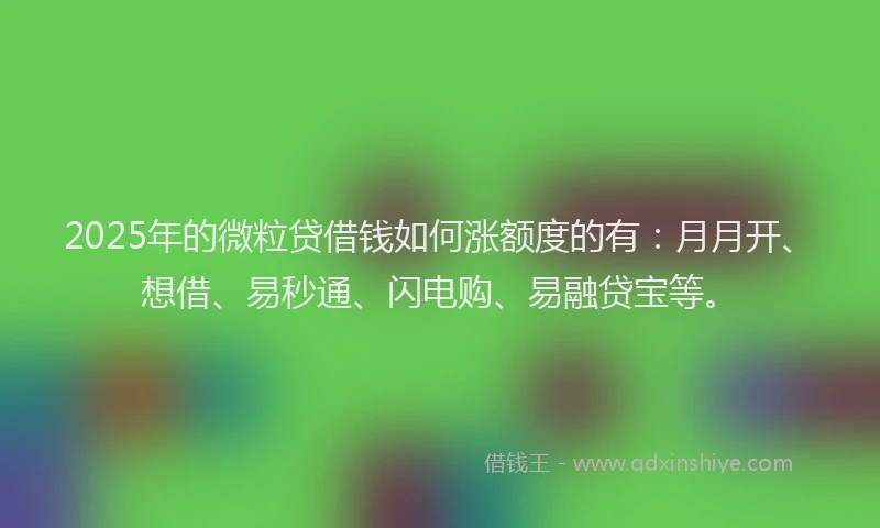 2025年的微粒贷借钱如何涨额度的有：月月开、想借、易秒通、闪电购、易融贷宝等。