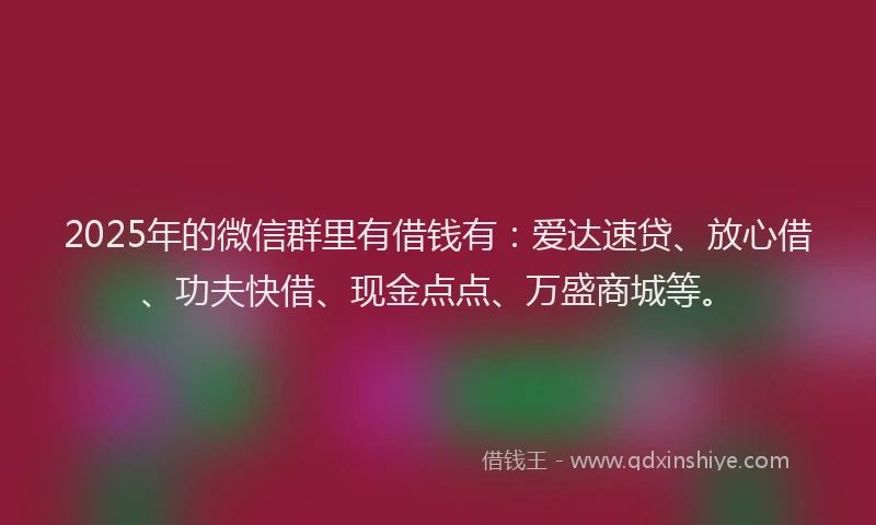 2025年的微信群里有借钱有：爱达速贷、放心借、功夫快借、现金点点、万盛商城等。