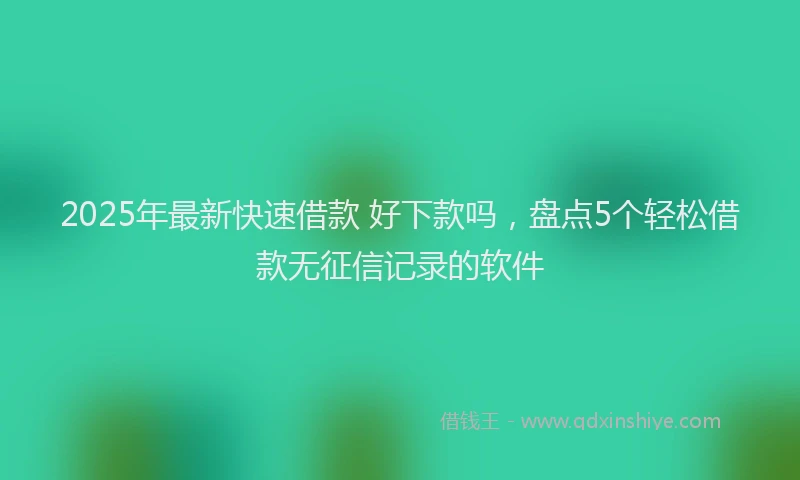 2025年最新快速借款 好下款吗，盘点5个轻松借款无征信记录的软件