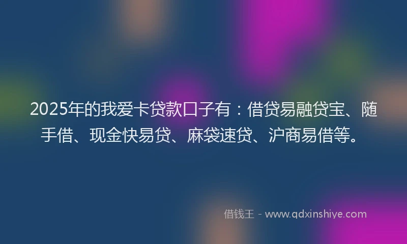 2025年的我爱卡贷款口子有：借贷易融贷宝、随手借、现金快易贷、麻袋速贷、沪商易借等。