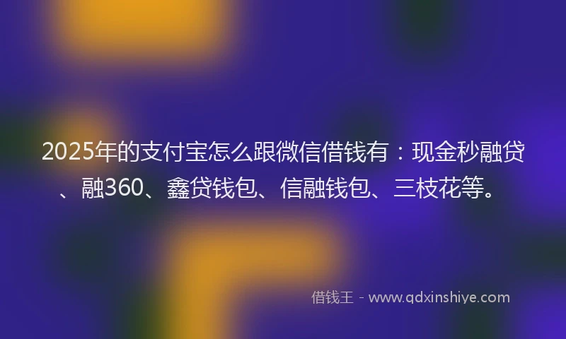 2025年的支付宝怎么跟微信借钱有：现金秒融贷、融360、鑫贷钱包、信融钱包、三枝花等。