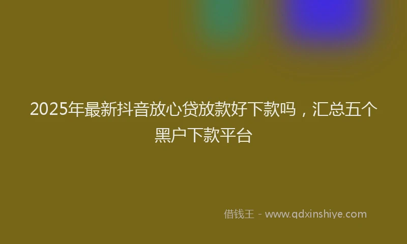 2025年最新抖音放心贷放款好下款吗，汇总五个黑户下款平台