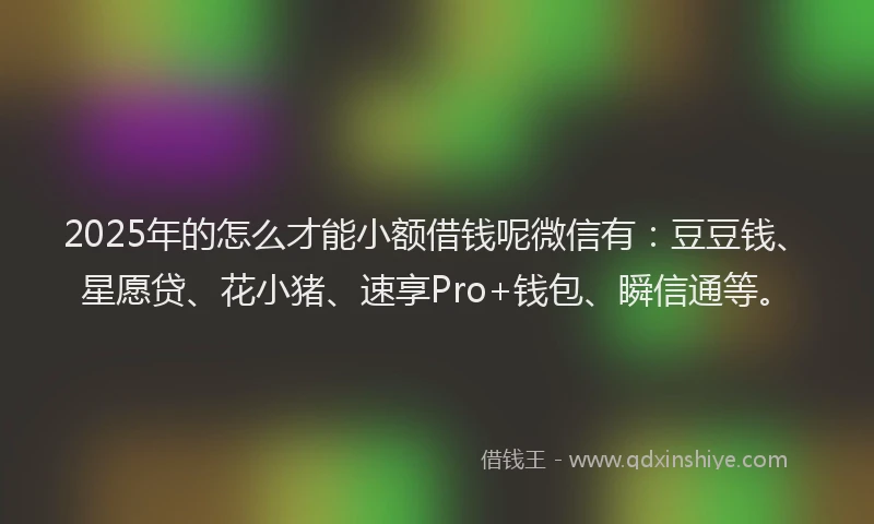 2025年的怎么才能小额借钱呢微信有：豆豆钱、星愿贷、花小猪、速享Pro+钱包、瞬信通等。