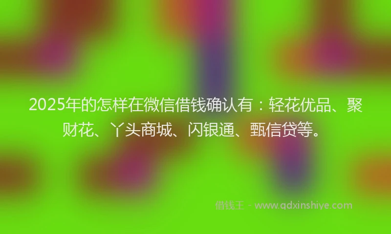 2025年的怎样在微信借钱确认有：轻花优品、聚财花、丫头商城、闪银通、甄信贷等。