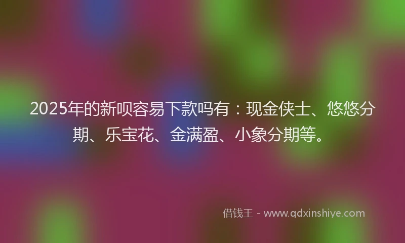 2025年的新呗容易下款吗有：现金侠士、悠悠分期、乐宝花、金满盈、小象分期等。