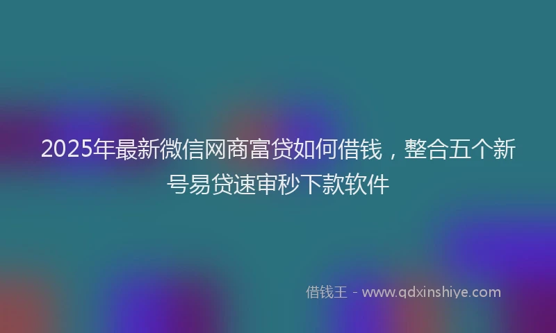 2025年最新微信网商富贷如何借钱，整合五个新号易贷速审秒下款软件