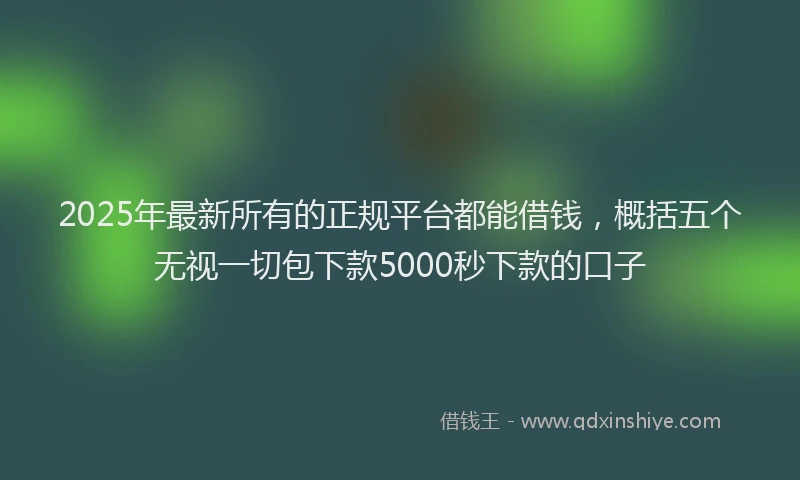 2025年最新所有的正规平台都能借钱，概括五个无视一切包下款5000秒下款的口子