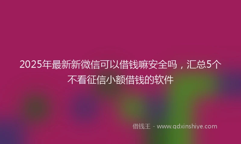2025年最新新微信可以借钱嘛安全吗，汇总5个不看征信小额借钱的软件