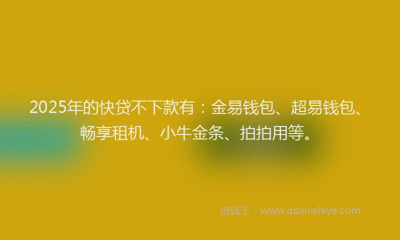 2025年的快贷不下款有：金易钱包、超易钱包、畅享租机、小牛金条、拍拍用等。