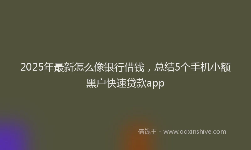 2025年最新怎么像银行借钱，总结5个手机小额黑户快速贷款app