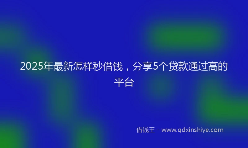 2025年最新怎样秒借钱，分享5个贷款通过高的平台