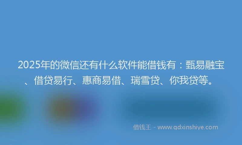 2025年的微信还有什么软件能借钱有：甄易融宝、借贷易行、惠商易借、瑞雪贷、你我贷等。