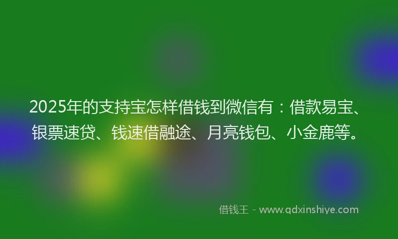 2025年的支持宝怎样借钱到微信有：借款易宝、银票速贷、钱速借融途、月亮钱包、小金鹿等。