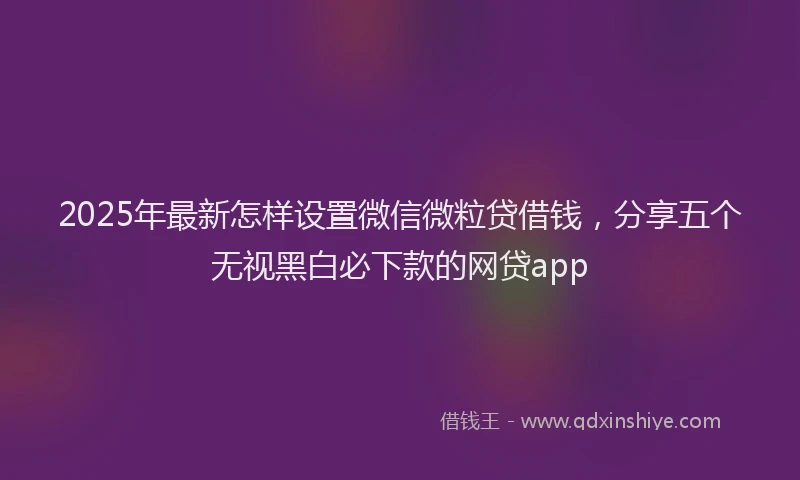 2025年最新怎样设置微信微粒贷借钱，分享五个无视黑白必下款的网贷app