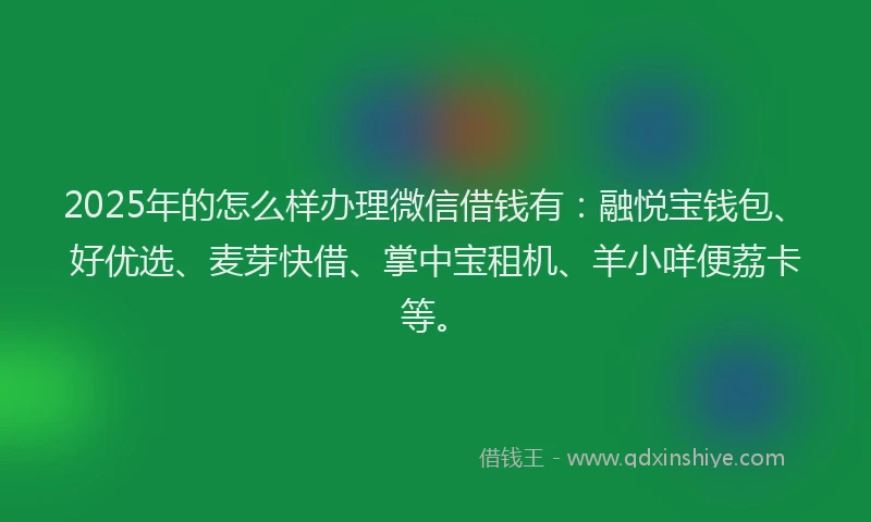 2025年的怎么样办理微信借钱有：融悦宝钱包、好优选、麦芽快借、掌中宝租机、羊小咩便荔卡等。