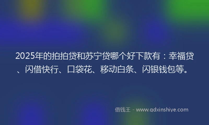 2025年的拍拍贷和苏宁贷哪个好下款有：幸福贷、闪借快行、口袋花、移动白条、闪银钱包等。