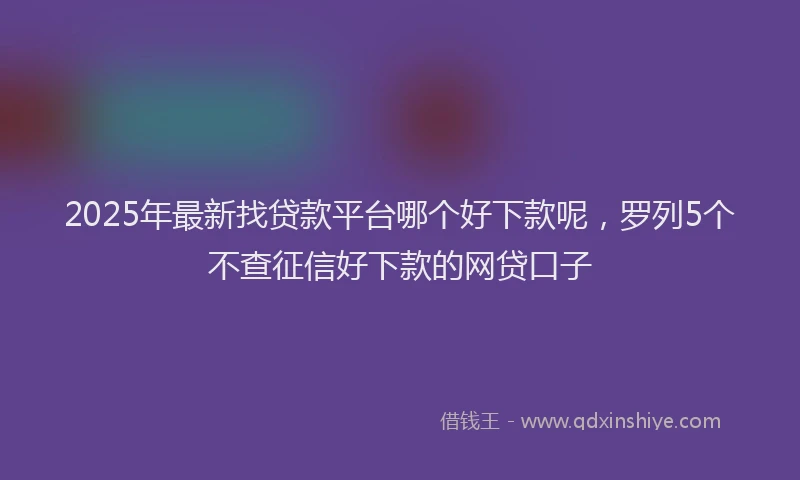 2025年最新找贷款平台哪个好下款呢，罗列5个不查征信好下款的网贷口子