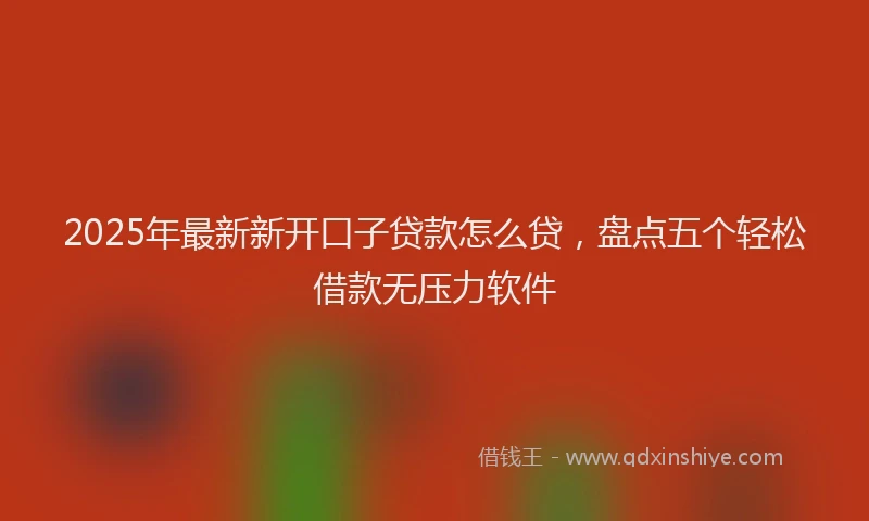 2025年最新新开口子贷款怎么贷，盘点五个轻松借款无压力软件