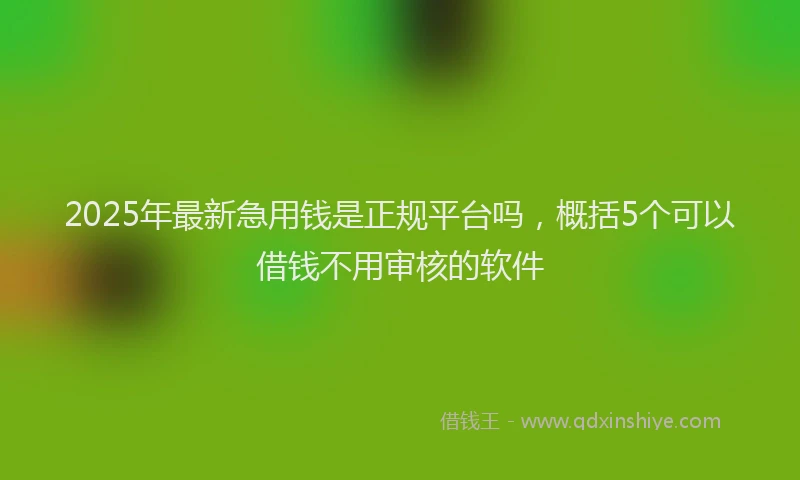 2025年最新急用钱是正规平台吗，概括5个可以借钱不用审核的软件