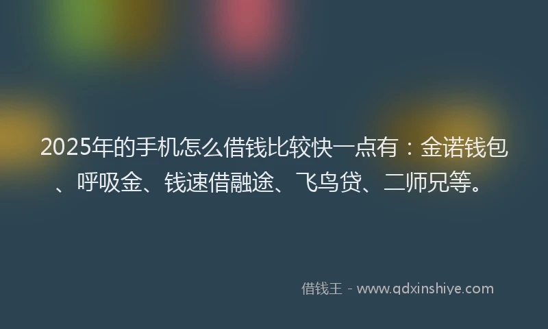 2025年的手机怎么借钱比较快一点有：金诺钱包、呼吸金、钱速借融途、飞鸟贷、二师兄等。