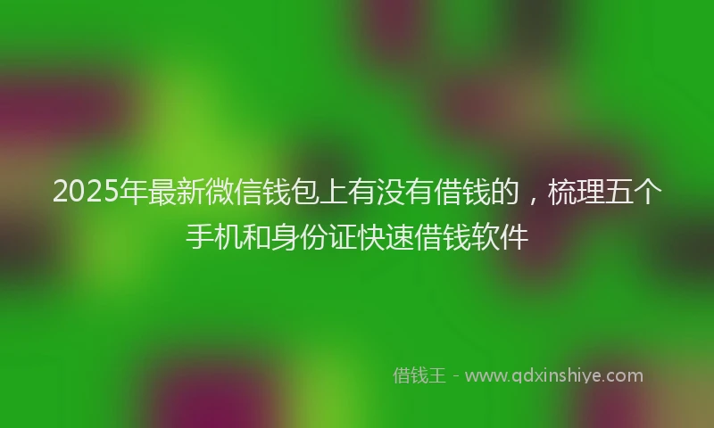 2025年最新微信钱包上有没有借钱的，梳理五个手机和身份证快速借钱软件