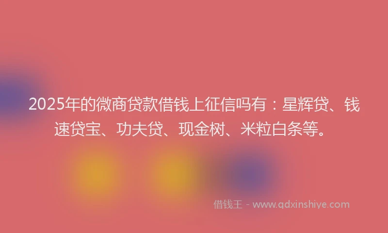 2025年的微商贷款借钱上征信吗有：星辉贷、钱速贷宝、功夫贷、现金树、米粒白条等。