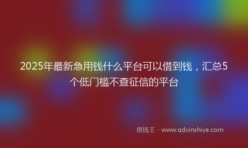 2025年最新急用钱什么平台可以借到钱，汇总5个低门槛不查征信的平台